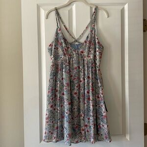 Light blue dress with pink florals from Lulus, size L